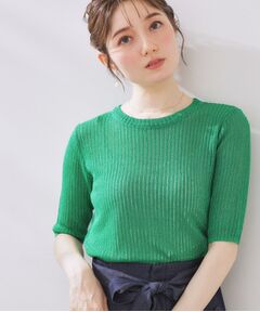 Couture Brooch / クチュールブローチ ニット・セーター | ラメリブ5分袖ニット