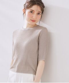 Couture Brooch / クチュールブローチ ニット・セーター | ラメリブ5分袖ニット