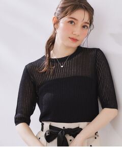 Couture Brooch / クチュールブローチ ニット・セーター | ラメリブ5分袖ニット