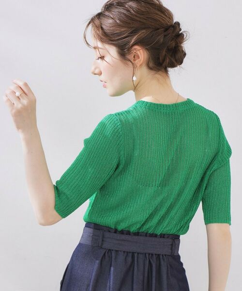 Couture Brooch / クチュールブローチ ニット・セーター | ラメリブ5分袖ニット | 詳細10