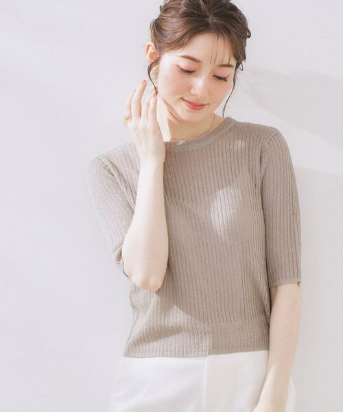 Couture Brooch / クチュールブローチ ニット・セーター | ラメリブ5分袖ニット | 詳細15