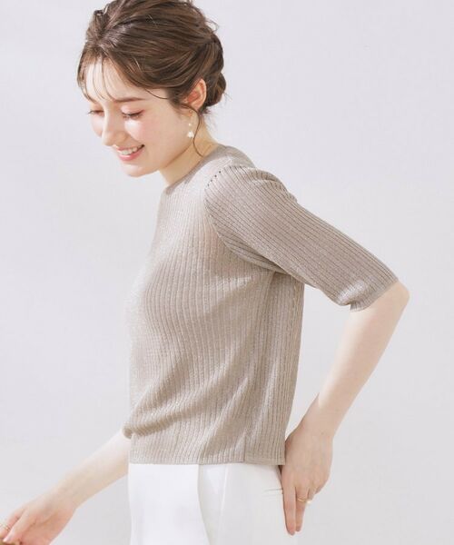 Couture Brooch / クチュールブローチ ニット・セーター | ラメリブ5分袖ニット | 詳細16