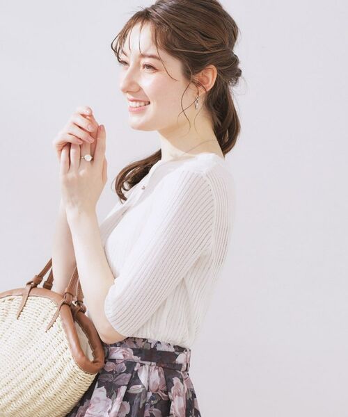 Couture Brooch / クチュールブローチ ニット・セーター | ラメリブ5分袖ニット | 詳細2