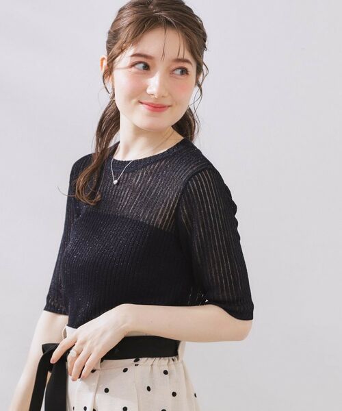 Couture Brooch / クチュールブローチ ニット・セーター | ラメリブ5分袖ニット | 詳細23