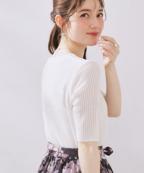 Couture Brooch / クチュールブローチ ニット・セーター | ラメリブ5分袖ニット | 詳細3