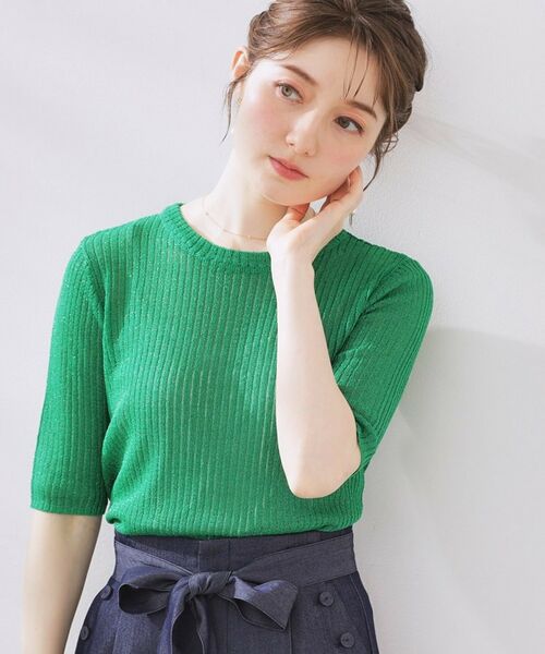 Couture Brooch / クチュールブローチ ニット・セーター | ラメリブ5分袖ニット | 詳細8