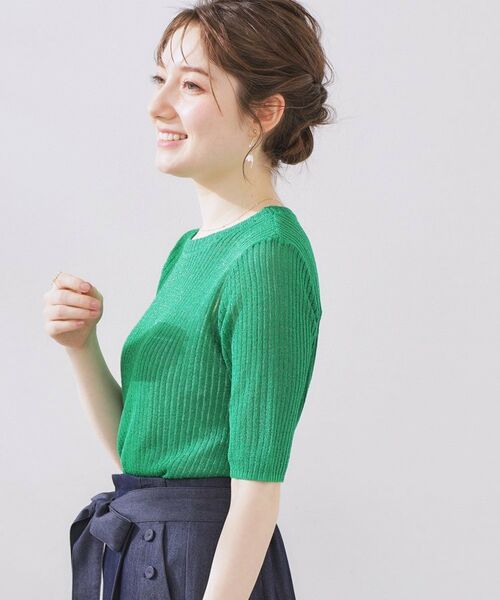 Couture Brooch / クチュールブローチ ニット・セーター | ラメリブ5分袖ニット | 詳細9