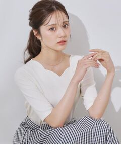 Couture Brooch / クチュールブローチ カットソー | 【マシンウォッシャブル・アンチピリング・二の腕カバー】ハートネックテレコ5分袖プルオーバー