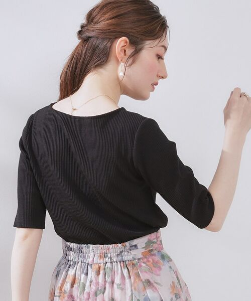 Couture Brooch / クチュールブローチ カットソー | 【マシンウォッシャブル・アンチピリング・二の腕カバー】ハートネックテレコ5分袖プルオーバー | 詳細15