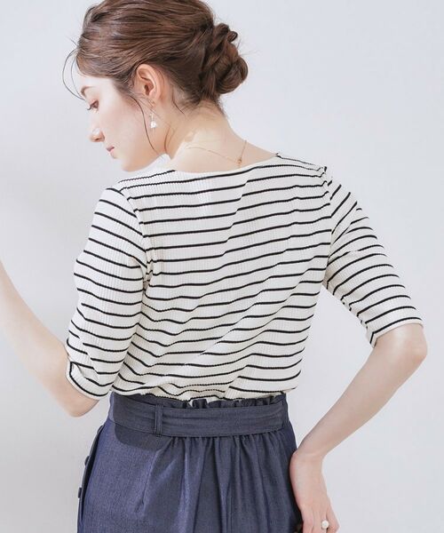 Couture Brooch / クチュールブローチ カットソー | 【マシンウォッシャブル・アンチピリング・二の腕カバー】ハートネックテレコ5分袖プルオーバー | 詳細29