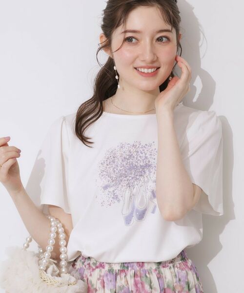 Couture Brooch / クチュールブローチ Tシャツ | 【接触冷感・UVカット】トゥシューズプリントTシャツ | 詳細4