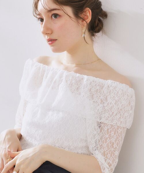 Couture Brooch / クチュールブローチ カットソー | レースフレアオフショルTOPS | 詳細1