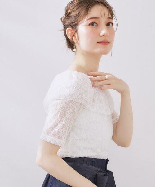 Couture Brooch / クチュールブローチ カットソー | レースフレアオフショルTOPS | 詳細2