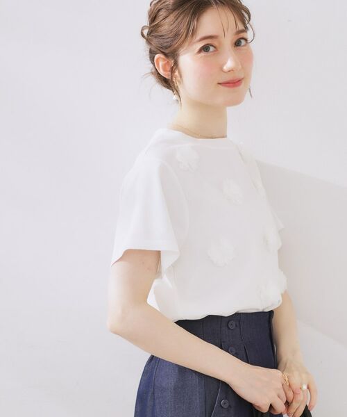 Couture Brooch / クチュールブローチ カットソー | フラワーデザイン半袖TOPS | 詳細3