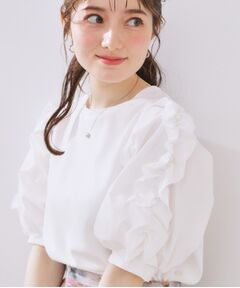 Couture Brooch / クチュールブローチ カットソー | 袖異素材デザインカットソー