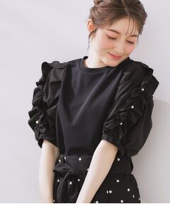 Couture Brooch / クチュールブローチ カットソー | 袖異素材デザインカットソー