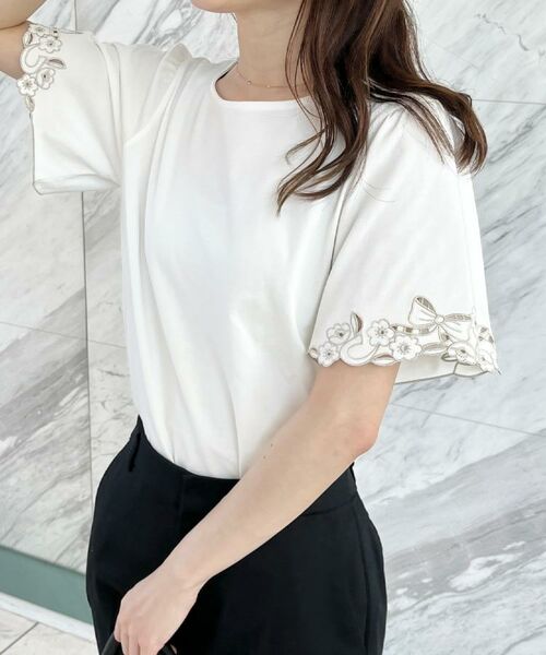 Couture Brooch / クチュールブローチ カットソー | 【接触冷感・UVカット】袖エンブロサイロコンパクトトップス | 詳細10