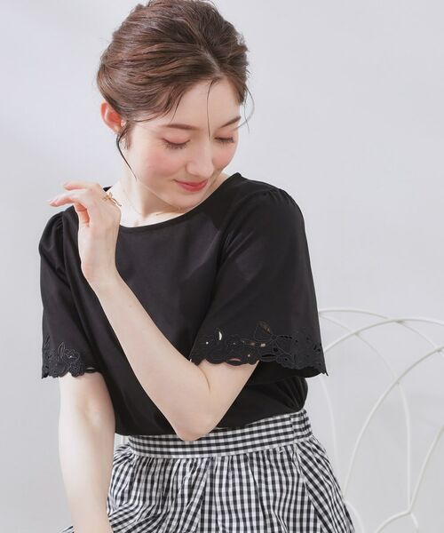 Couture Brooch / クチュールブローチ カットソー | 【接触冷感・UVカット】袖エンブロサイロコンパクトトップス | 詳細14