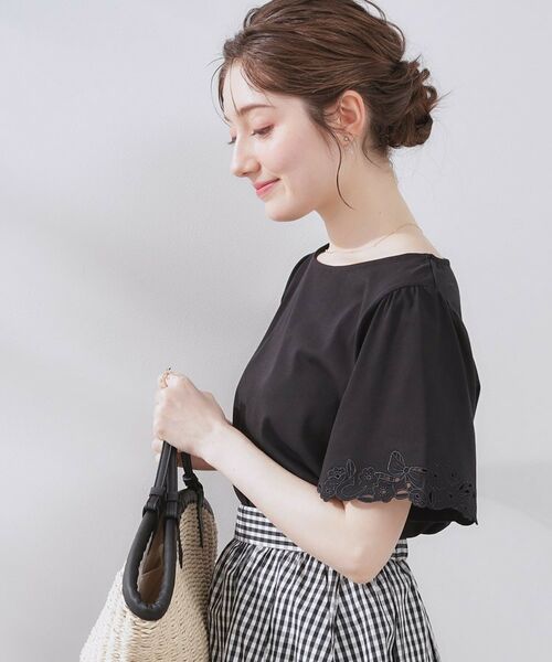 Couture Brooch / クチュールブローチ カットソー | 【接触冷感・UVカット】袖エンブロサイロコンパクトトップス | 詳細15