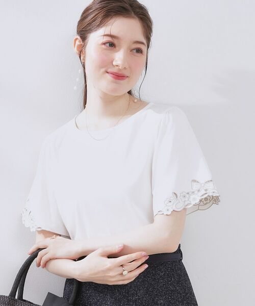 Couture Brooch / クチュールブローチ カットソー | 【接触冷感・UVカット】袖エンブロサイロコンパクトトップス | 詳細4