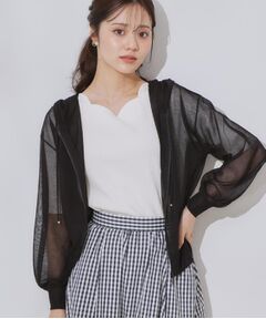 Couture Brooch / クチュールブローチ パーカー | 【上品な透け感・大人カジュアル】シアージップアップフーディー