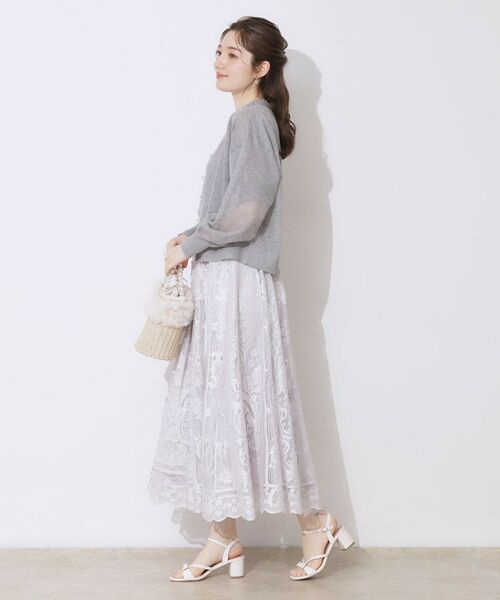 Couture Brooch / クチュールブローチ カーディガン・ボレロ | 【上品な透け感・通勤】ダブルパール調釦シアーカーディガン | 詳細12