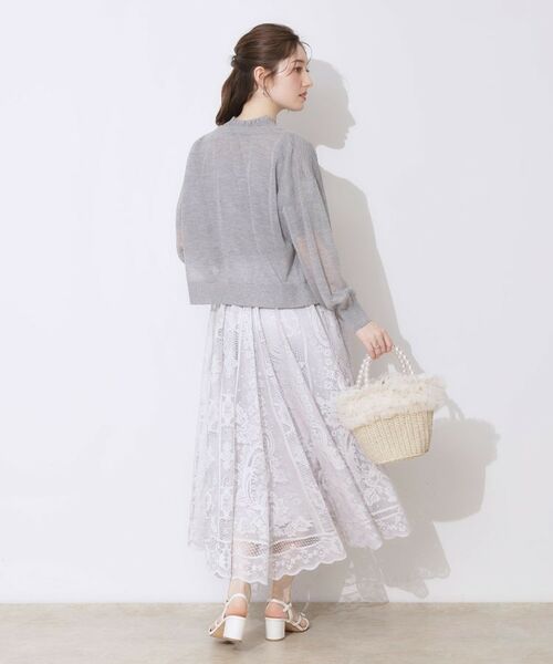 Couture Brooch / クチュールブローチ カーディガン・ボレロ | 【上品な透け感・通勤】ダブルパール調釦シアーカーディガン | 詳細13