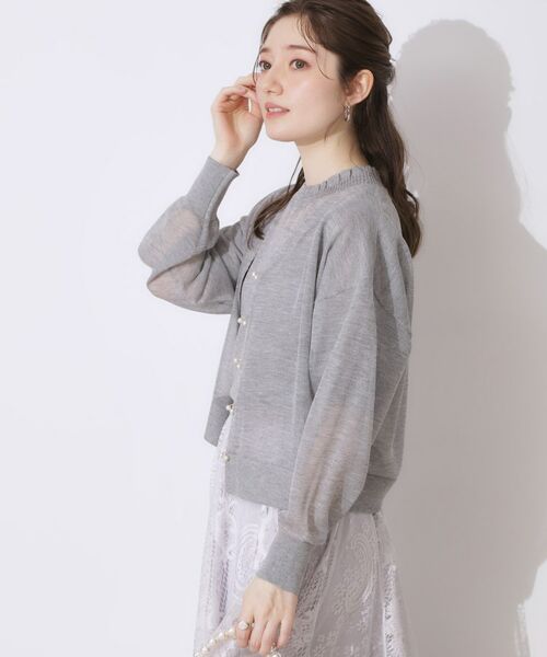 Couture Brooch / クチュールブローチ カーディガン・ボレロ | 【上品な透け感・通勤】ダブルパール調釦シアーカーディガン | 詳細15