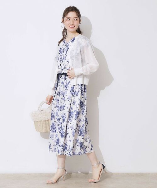 Couture Brooch / クチュールブローチ カーディガン・ボレロ | 【上品な透け感・通勤】ダブルパール調釦シアーカーディガン | 詳細2