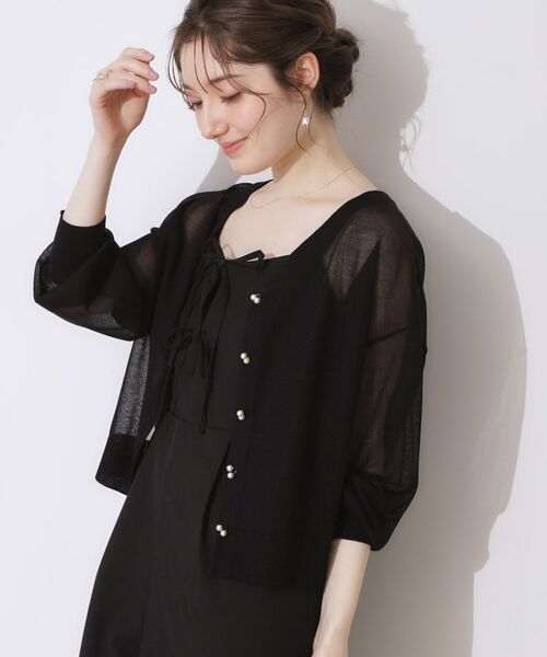 Couture Brooch / クチュールブローチ カーディガン・ボレロ | 【上品な透け感・通勤】ダブルパール調釦シアーカーディガン | 詳細28