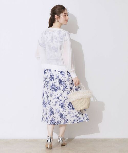 Couture Brooch / クチュールブローチ カーディガン・ボレロ | 【上品な透け感・通勤】ダブルパール調釦シアーカーディガン | 詳細3