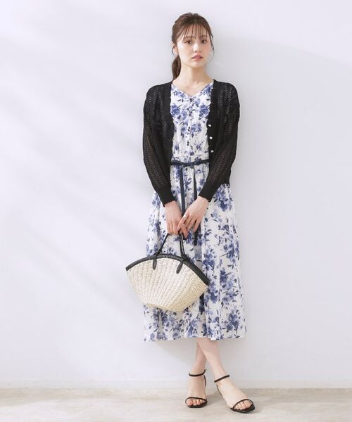 Couture Brooch / クチュールブローチ カーディガン・ボレロ | 【冷房対策・通勤】透かし編みシャイニーニットカーディガン | 詳細14