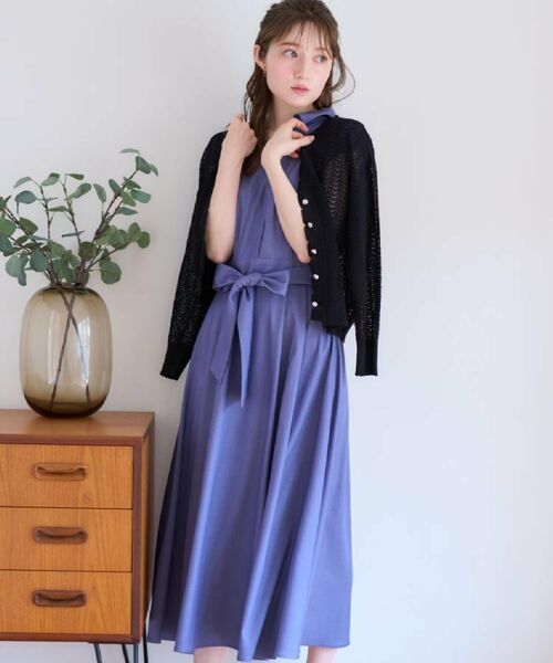 Couture Brooch / クチュールブローチ カーディガン・ボレロ | 【冷房対策・通勤】透かし編みシャイニーニットカーディガン | 詳細18