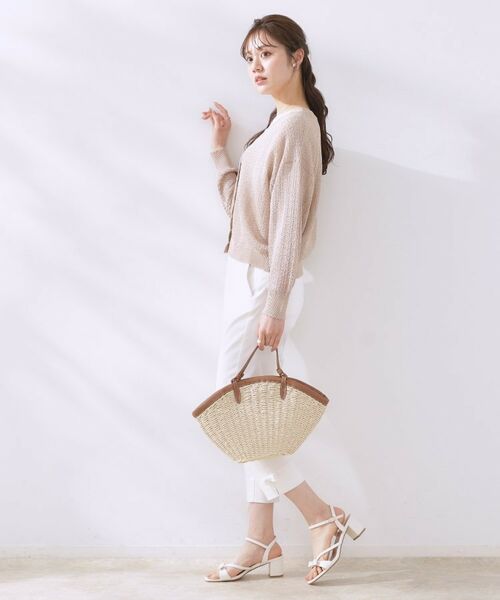 Couture Brooch / クチュールブローチ カーディガン・ボレロ | 【冷房対策・通勤】透かし編みシャイニーニットカーディガン | 詳細26