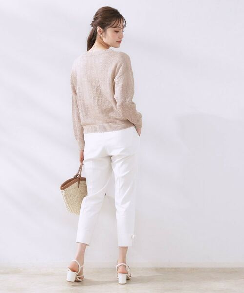 Couture Brooch / クチュールブローチ カーディガン・ボレロ | 【冷房対策・通勤】透かし編みシャイニーニットカーディガン | 詳細27