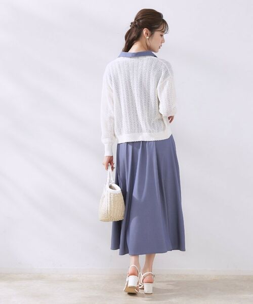 Couture Brooch / クチュールブローチ カーディガン・ボレロ | 【冷房対策・通勤】透かし編みシャイニーニットカーディガン | 詳細3