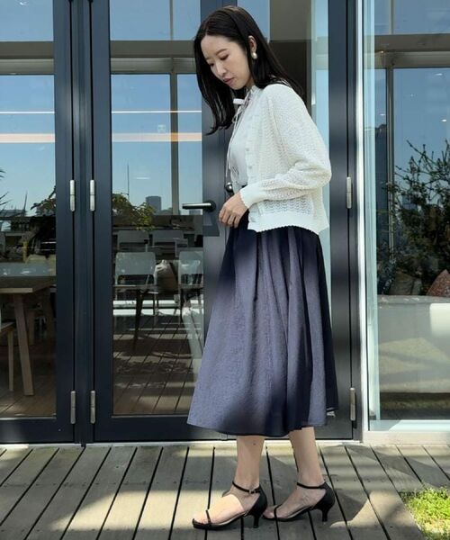 Couture Brooch / クチュールブローチ カーディガン・ボレロ | 【冷房対策・通勤】透かし編みシャイニーニットカーディガン | 詳細8