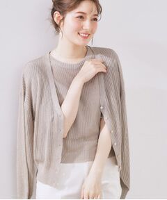 Couture Brooch / クチュールブローチ カーディガン・ボレロ | ラメリブVネックカーディガン