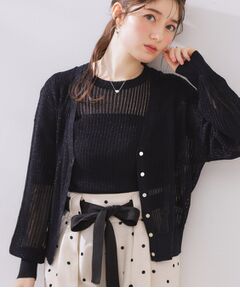 Couture Brooch / クチュールブローチ カーディガン・ボレロ | ラメリブVネックカーディガン