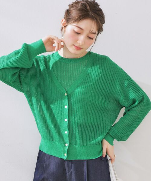 Couture Brooch / クチュールブローチ カーディガン・ボレロ | ラメリブVネックカーディガン | 詳細9