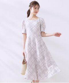 Couture Brooch / クチュールブローチ ロング・マキシ丈ワンピース | 【一枚で着映え・華やか】チェックプリント コードレースワンピース