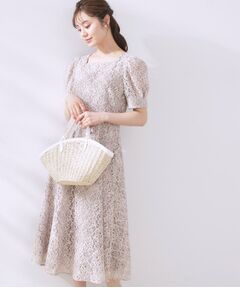 Couture Brooch / クチュールブローチ ロング・マキシ丈ワンピース | 【一枚で着映え・華やか】チェックプリント コードレースワンピース