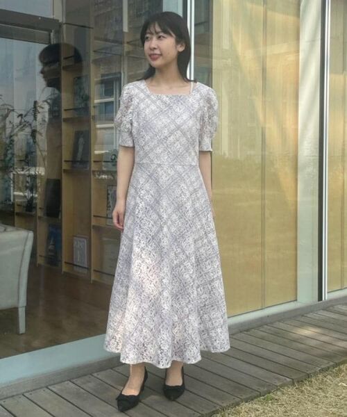 Couture Brooch / クチュールブローチ ロング・マキシ丈ワンピース | 【一枚で着映え・華やか】チェックプリント コードレースワンピース | 詳細10