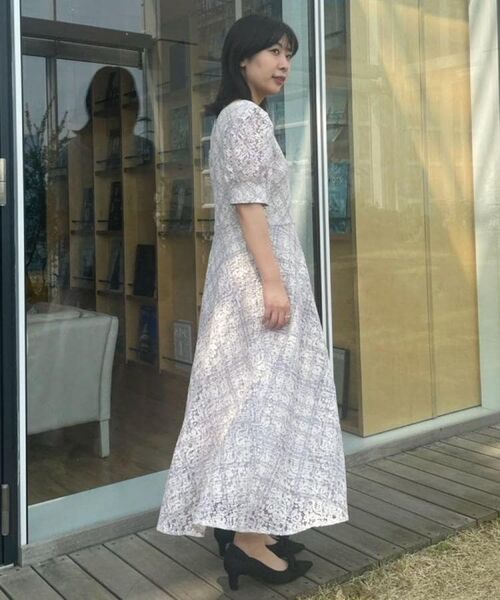 Couture Brooch / クチュールブローチ ロング・マキシ丈ワンピース | 【一枚で着映え・華やか】チェックプリント コードレースワンピース | 詳細11