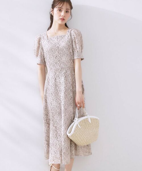 Couture Brooch / クチュールブローチ ロング・マキシ丈ワンピース | 【一枚で着映え・華やか】チェックプリント コードレースワンピース | 詳細17