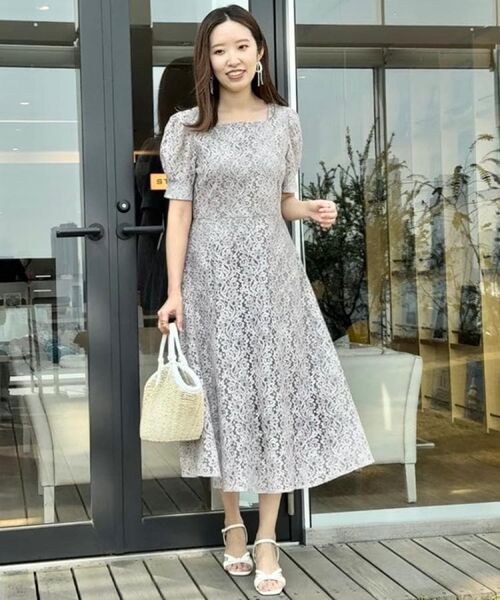 Couture Brooch / クチュールブローチ ロング・マキシ丈ワンピース | 【一枚で着映え・華やか】チェックプリント コードレースワンピース | 詳細20