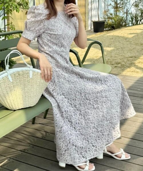 Couture Brooch / クチュールブローチ ロング・マキシ丈ワンピース | 【一枚で着映え・華やか】チェックプリント コードレースワンピース | 詳細23