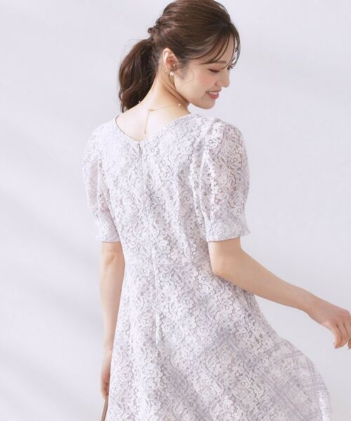 Couture Brooch / クチュールブローチ ロング・マキシ丈ワンピース | 【一枚で着映え・華やか】チェックプリント コードレースワンピース | 詳細5