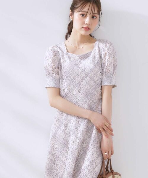 Couture Brooch / クチュールブローチ ロング・マキシ丈ワンピース | 【一枚で着映え・華やか】チェックプリント コードレースワンピース | 詳細6