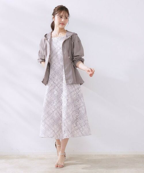 Couture Brooch / クチュールブローチ ロング・マキシ丈ワンピース | 【一枚で着映え・華やか】チェックプリント コードレースワンピース | 詳細8